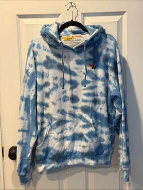 Aviator Nation Hand Dyed Pullover  Hoodie Relaxed Tie Dye Blue Size Medium
